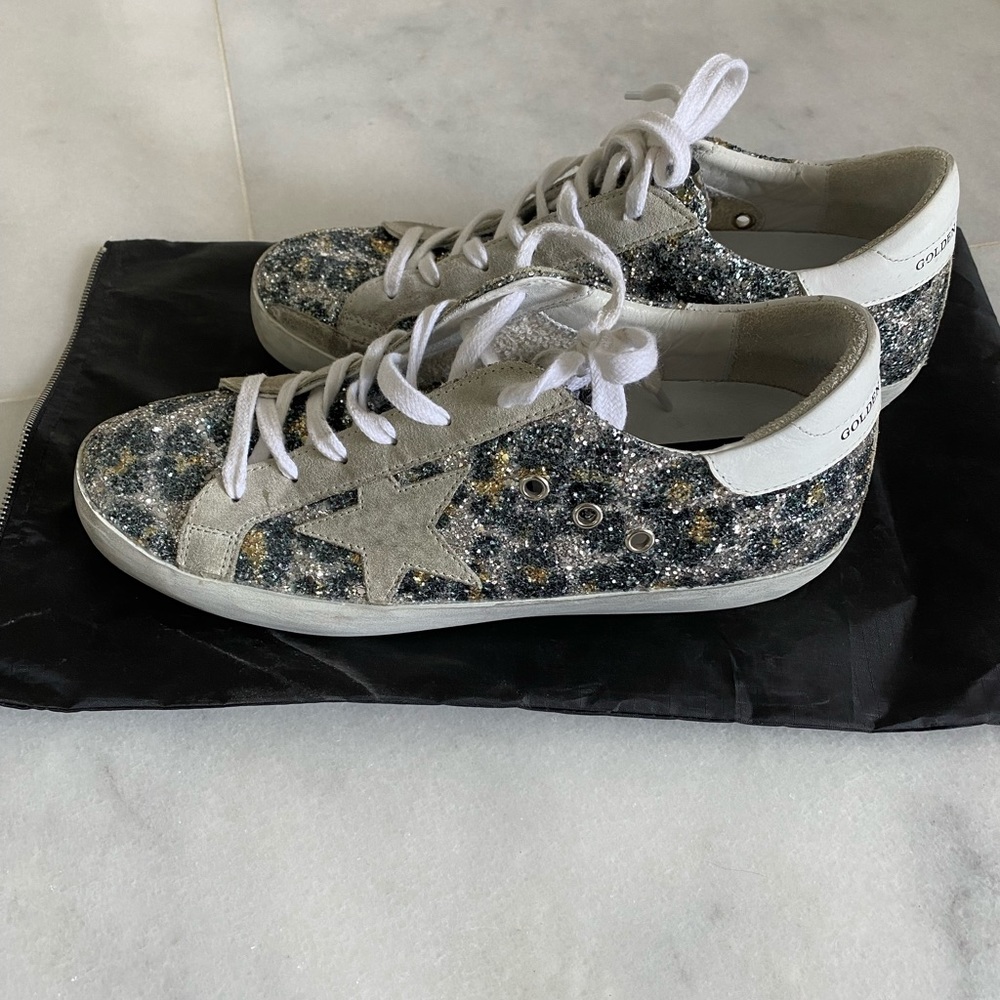 Golden Goose Superstar Leopard Glitter Sz 39 EUC